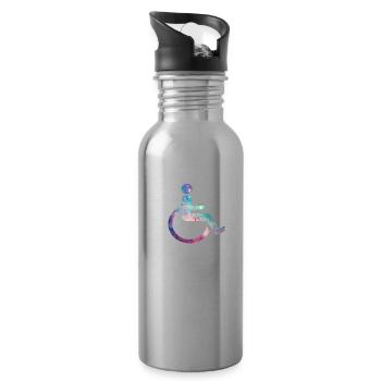 Cadeau espace étoile Galaxy en fauteuil roulant - Gourde avec paille intégrée - argent clair - Droite