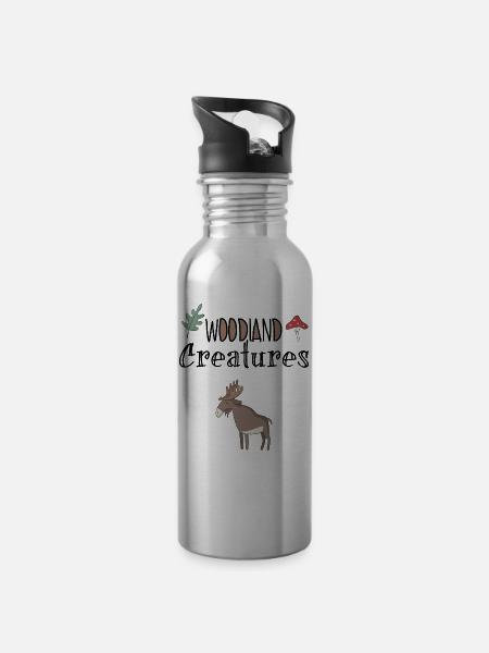 Elch - Trinkflasche mit integriertem Trinkhalm - Lightsilver
