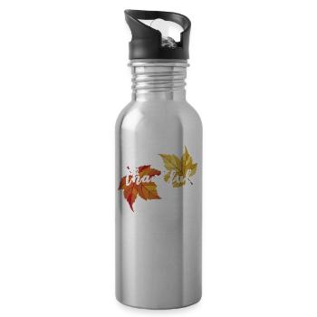 Goldener Herbst Schönste Jahreszeit Laub Geschenk - Trinkflasche mit integriertem Trinkhalm - Lightsilver - Rechts