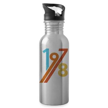 ANNÉE RETRO ANNIVERSAIRE VINTAGE 1978 - Gourde avec paille intégrée - argent clair - Droite