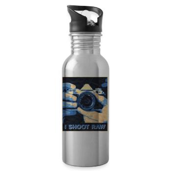 I shoot Raw - Trinkflasche mit integriertem Trinkhalm - Lightsilver - Rechts