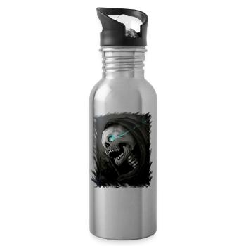 Totenkopf Halloween Tot Grim Reaper Sensenmann - Trinkflasche mit integriertem Trinkhalm - Lightsilver - Rechts