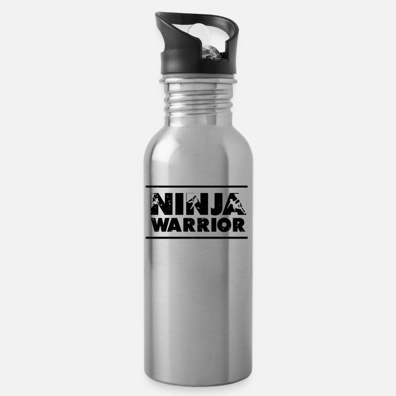Kletterer Klettern Ninja Warrior Mountain - Trinkflasche mit integriertem Trinkhalm - Lightsilver