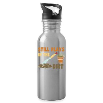 Gardening Still Plays in Dirt Gardener - Water bottle with straw - silver - Right