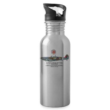 Squadron 303 Spitfire Jan Zumbach - Water bottle with straw - silver - Right