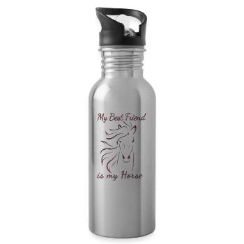Pferdeliebhaber Mein bester Freund ist mein Pferdereiter - Trinkflasche mit integriertem Trinkhalm - Lightsilver - Rechts