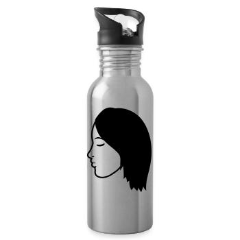 kopf gesicht weiblich frau girl maedchen huebsch s - Trinkflasche mit integriertem Trinkhalm - Lightsilver - Rechts