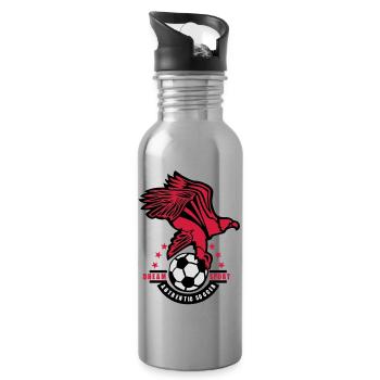 soccer football sports logo eagle eagle adler - Water bottle with straw - silver - Right