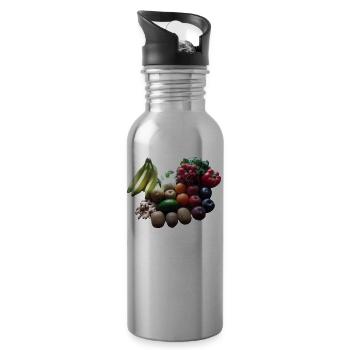 Fruits et légumes et fruits Végétaliens Végétariens - Gourde avec paille intégrée - argent clair - Droite