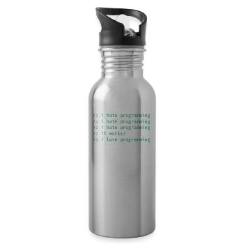 Programmierer Coden Hass Nerd Geek lustig Geschenk - Trinkflasche mit integriertem Trinkhalm - Lightsilver - Rechts