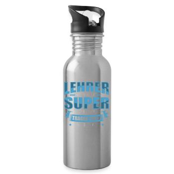 LEHRER Nicht alle Superhelden tragen einen Umhang - Trinkflasche mit integriertem Trinkhalm - Lightsilver - Rechts