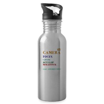 Life is Like A Camera Fotografie Fotograf Kamera - Trinkflasche mit integriertem Trinkhalm - Lightsilver - Rechts