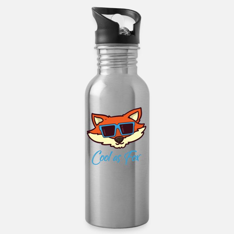 Fuchs Tier Zoo Wildtier Pelz Wildnis Cool Idee - Trinkflasche mit integriertem Trinkhalm - Lightsilver