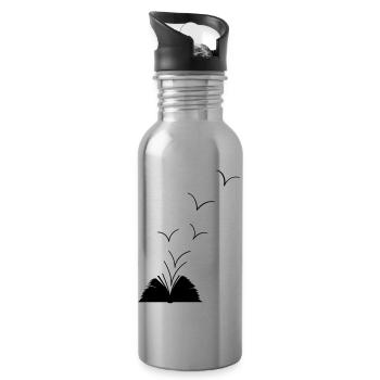 Offenes Buch - Trinkflasche mit integriertem Trinkhalm - Lightsilver - Rechts