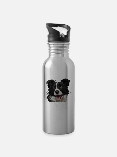 Border collies do speak but only to those special - Water bottle with straw - silver