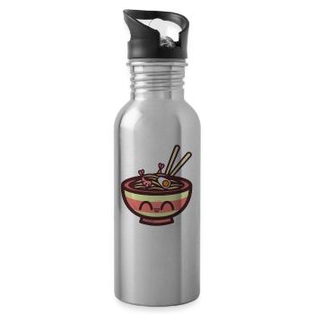 Love Ramen Noodles Kawaii Style design Gift - Water bottle with straw - silver - Right