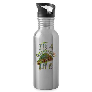chameleon - Water bottle with straw - silver - Right