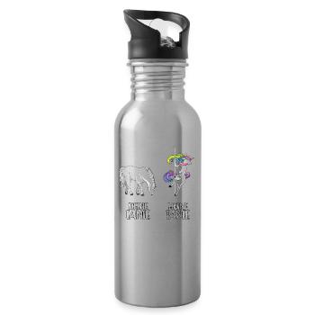 LGBT unicorn your aunt my aunt gift - Water bottle with straw - silver - Right