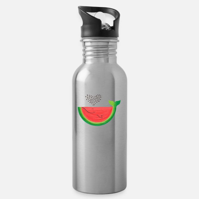 Melon Whale Melon Whale pastèque cadeau d'été - Gourde avec paille intégrée - argent clair