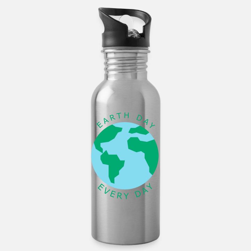 La planète terre! - Gourde avec paille intégrée - argent clair