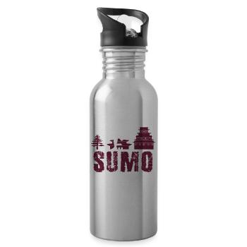 Sumo Skills Loading Japanes Wrestler Gift - Water bottle with straw - silver - Right