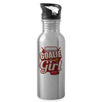 Mädchen Hockey Goalie Mädchen Hockey Enthusiast - Trinkflasche mit integriertem Trinkhalm - Lightsilver - Rechts