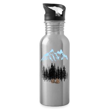 Mountain Mountains Nature Mountains Wilderness Bears - Water bottle with straw - silver - Right