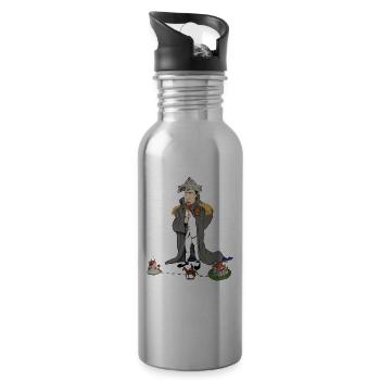 Funny Napoleon Bonaparte cartoon cartoon - Water bottle with straw - silver - Right