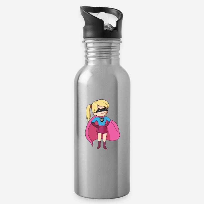 Super Mutti Muttertag Super Mama Mutter Geschenk - Trinkflasche mit integriertem Trinkhalm - Lightsilver