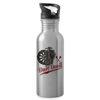 Dart Devil Darts Geschenk T-Shirt - Trinkflasche mit integriertem Trinkhalm - Lightsilver - Rechts