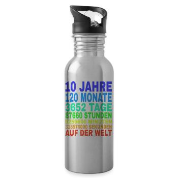 10 Jahre Alt 10. Geburtstag Geschenk Mädchen Junge - Trinkflasche mit integriertem Trinkhalm - Lightsilver - Rechts
