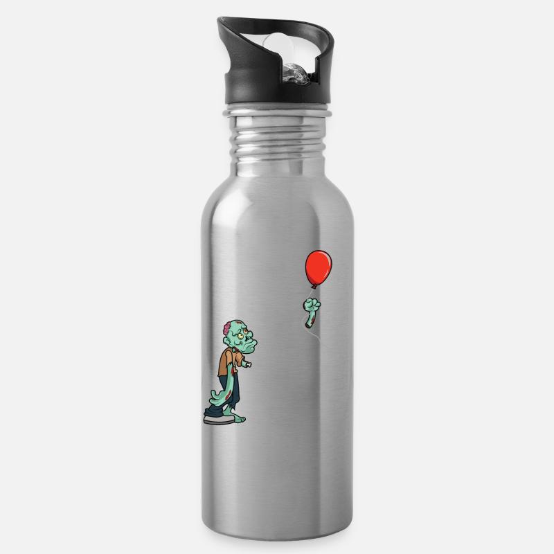 Halloween-lustiger Zombie, der einen Arm verliert - Trinkflasche mit integriertem Trinkhalm - Lightsilver