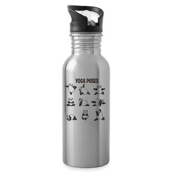 Panda Yoga Bär Buddhismus Posen Zen Yang Geschenke - Trinkflasche mit integriertem Trinkhalm - Lightsilver - Rechts
