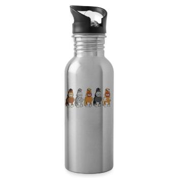 Reiten Pferde lustig Geschenk - Trinkflasche mit integriertem Trinkhalm - Lightsilver - Rechts