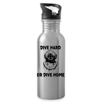 Dive Hard or Dive Home - Trinkflasche mit integriertem Trinkhalm - Lightsilver - Rechts