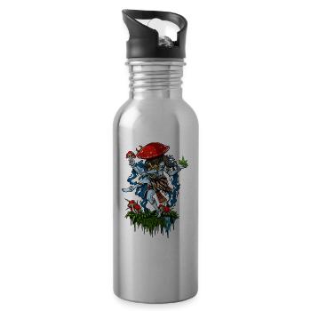 Magic Mushroom Shiva Psychedelic Hindu Fungus Trip - Water bottle with straw - silver - Right