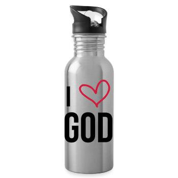 Christlich / Christ / Katholisch / Religion - Trinkflasche mit integriertem Trinkhalm - Lightsilver - Rechts
