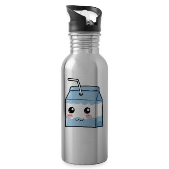 Milk Refreshment Drink Drink Gift - Water bottle with straw - silver - Right