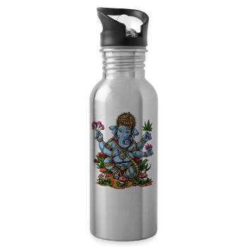 Ganesha Hindu Elephant God Psychedelic Weed Shroom - Trinkflasche mit integriertem Trinkhalm - Lightsilver - Rechts