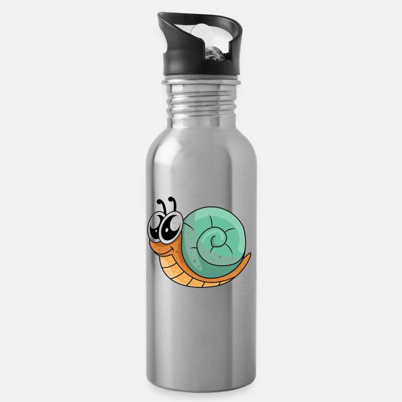 kleine Schnecke - Trinkflasche mit integriertem Trinkhalm - Lightsilver
