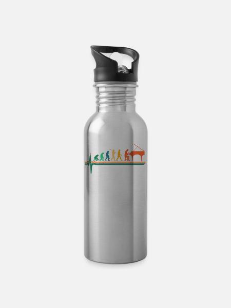 Klavier Evolution - Trinkflasche mit integriertem Trinkhalm - Lightsilver