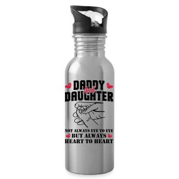 Daddy And Daughter Always Heart To Heart - Trinkflasche mit integriertem Trinkhalm - Lightsilver - Rechts