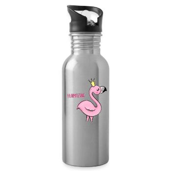 Flamingo Flamazing cool lustig humor - Trinkflasche mit integriertem Trinkhalm - Lightsilver - Rechts