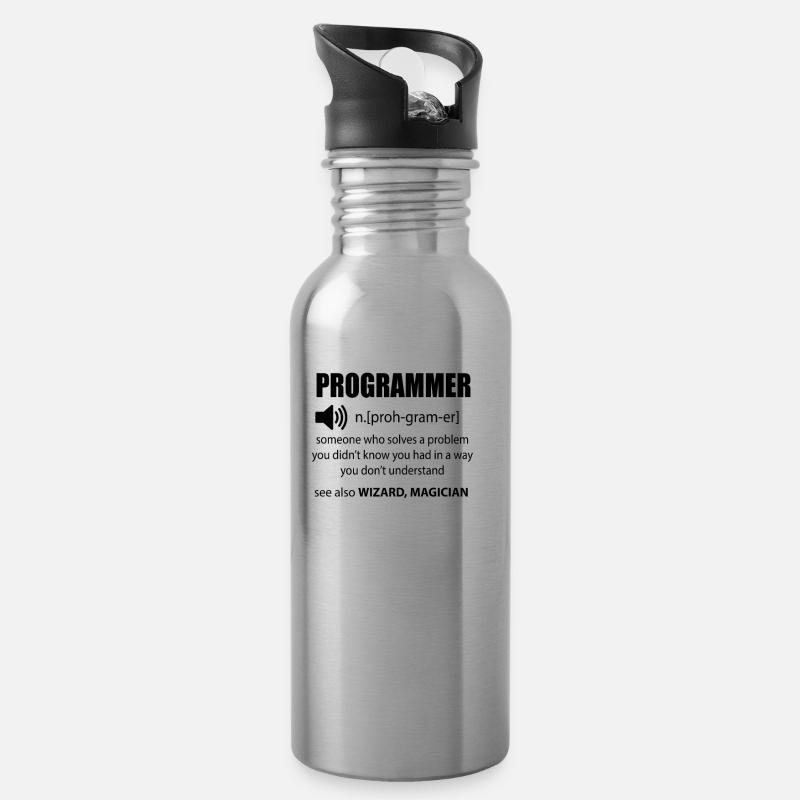 Cadeau de développeur de dictionnaire de programmeur de code - Gourde avec paille intégrée - argent clair