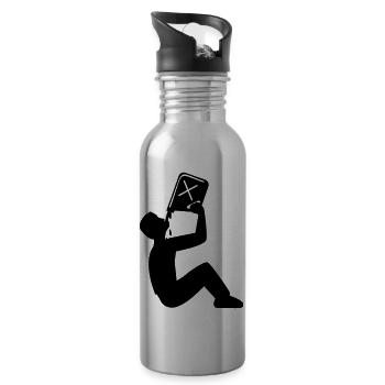 vergiften öl benzin diesel trinken saufen betrinke - Trinkflasche mit integriertem Trinkhalm - Lightsilver - Rechts