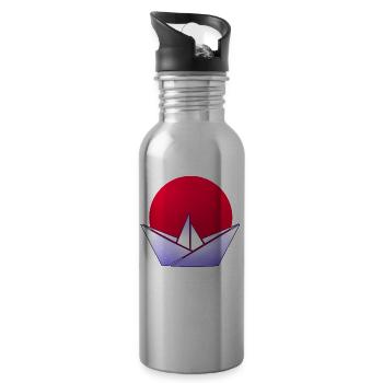 Origami japonais - Gourde avec paille intégrée - argent clair - Droite