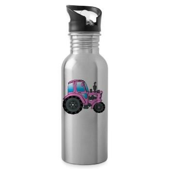 Tractor Trekker tractor driver - Water bottle with straw - silver - Right