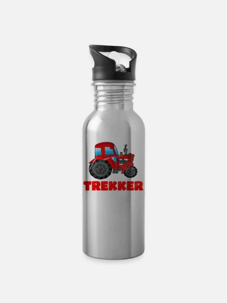 Trekker Traktor Traktoren Spruch Geschenk - Trinkflasche mit integriertem Trinkhalm - Lightsilver