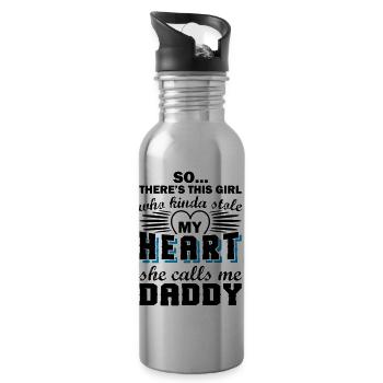 My Heart She Calls Me Daddy - Water bottle with straw - silver - Right