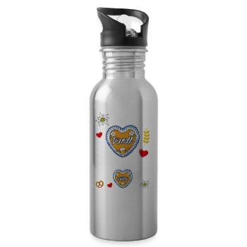 Mei Dirndl Is Z Kloa Für Zwoa Wiesn - Trinkflasche mit integriertem Trinkhalm - Lightsilver - Rechts